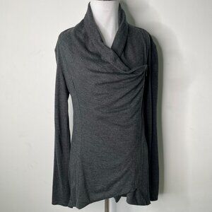 Helmut Lang Women's Black 100% Wool Wrap Long Sleeve Blouse Size Medium